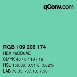 Color code: RGB 109 208 174 | qconv.com