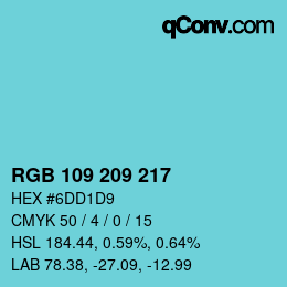 Color code: RGB 109 209 217 | qconv.com