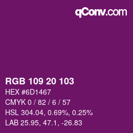 Color code: RGB 109 20 103 | qconv.com