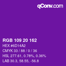 Color code: RGB 109 20 162 | qconv.com