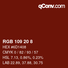 Color code: RGB 109 20 8 | qconv.com
