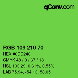 Color code: RGB 109 210 70 | qconv.com