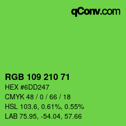 Color code: RGB 109 210 71 | qconv.com