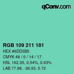 Color code: RGB 109 211 181 | qconv.com