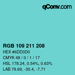 Color code: RGB 109 211 208 | qconv.com