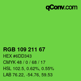 颜色代码: RGB 109 211 67 | qconv.com