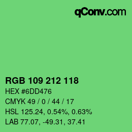 カラーコード: RGB 109 212 118 | qconv.com