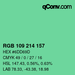 Color code: RGB 109 214 157 | qconv.com