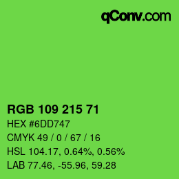 Color code: RGB 109 215 71 | qconv.com