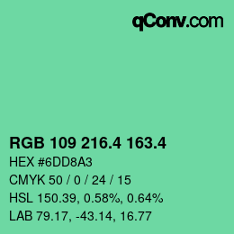 カラーコード: RGB 109 216.4 163.4 | qconv.com