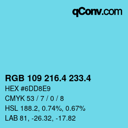 カラーコード: RGB 109 216.4 233.4 | qconv.com