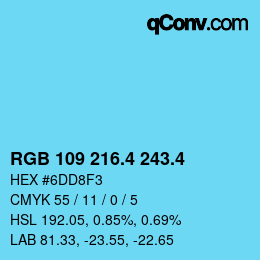 カラーコード: RGB 109 216.4 243.4 | qconv.com
