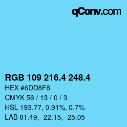 カラーコード: RGB 109 216.4 248.4 | qconv.com