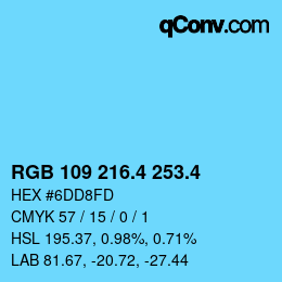 カラーコード: RGB 109 216.4 253.4 | qconv.com