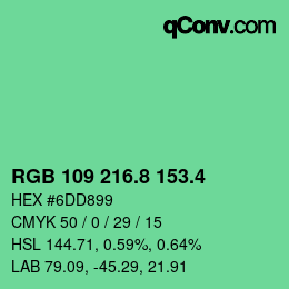 カラーコード: RGB 109 216.8 153.4 | qconv.com