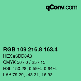 カラーコード: RGB 109 216.8 163.4 | qconv.com