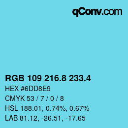 カラーコード: RGB 109 216.8 233.4 | qconv.com