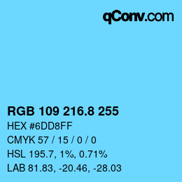 カラーコード: RGB 109 216.8 255 | qconv.com