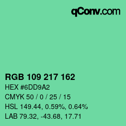 Color code: RGB 109 217 162 | qconv.com
