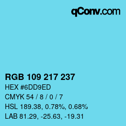 Color code: RGB 109 217 237 | qconv.com