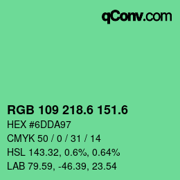 カラーコード: RGB 109 218.6 151.6 | qconv.com
