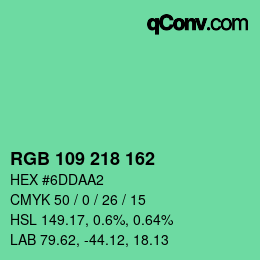 颜色代码: RGB 109 218 162 | qconv.com