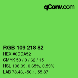 Color code: RGB 109 218 82 | qconv.com