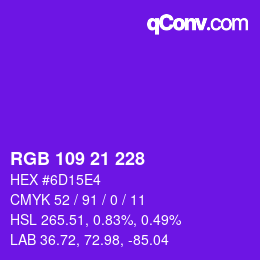 Color code: RGB 109 21 228 | qconv.com