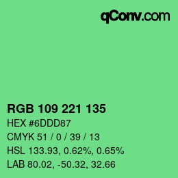 Color code: RGB 109 221 135 | qconv.com