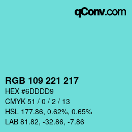 Color code: RGB 109 221 217 | qconv.com