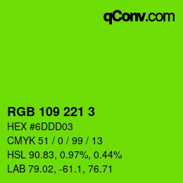 Color code: RGB 109 221 3 | qconv.com