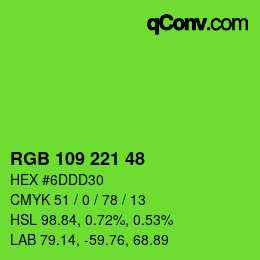 Color code: RGB 109 221 48 | qconv.com