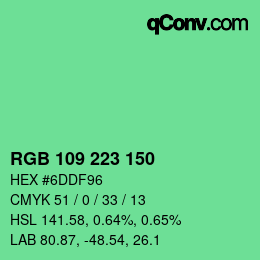 Color code: RGB 109 223 150 | qconv.com