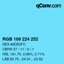 Color code: RGB 109 224 252 | qconv.com
