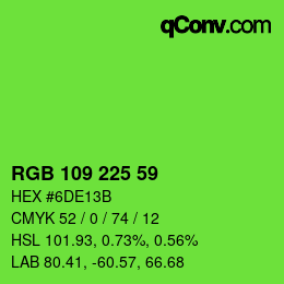 Color code: RGB 109 225 59 | qconv.com
