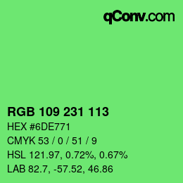 Color code: RGB 109 231 113 | qconv.com