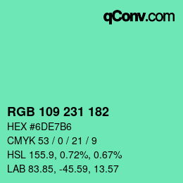 Color code: RGB 109 231 182 | qconv.com