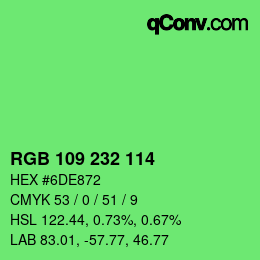 Color code: RGB 109 232 114 | qconv.com