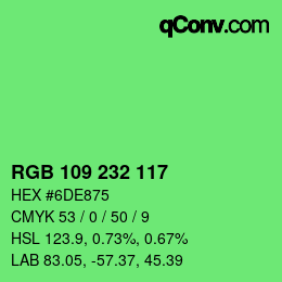 Color code: RGB 109 232 117 | qconv.com
