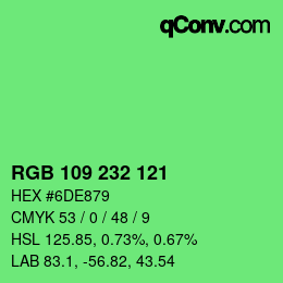 Color code: RGB 109 232 121 | qconv.com