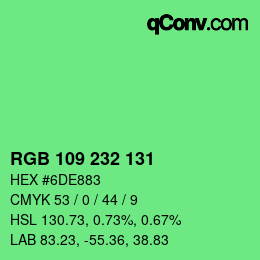 Color code: RGB 109 232 131 | qconv.com