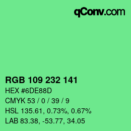 Color code: RGB 109 232 141 | qconv.com