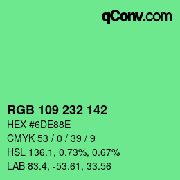 Color code: RGB 109 232 142 | qconv.com