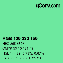 Color code: RGB 109 232 159 | qconv.com