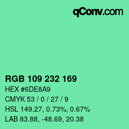 Color code: RGB 109 232 169 | qconv.com