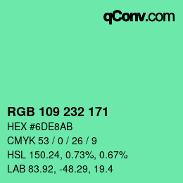 Color code: RGB 109 232 171 | qconv.com