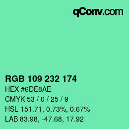 Color code: RGB 109 232 174 | qconv.com