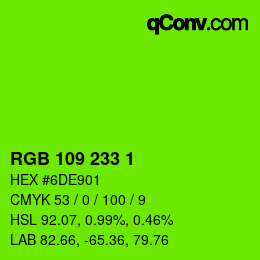 Color code: RGB 109 233 1 | qconv.com