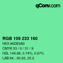 Color code: RGB 109 233 160 | qconv.com