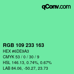 Color code: RGB 109 233 163 | qconv.com